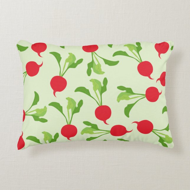 Radish Red Green Pattern Accent Kussen (Voorkant)