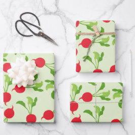 Radish Red Green Pattern Inpakpapier Vel
