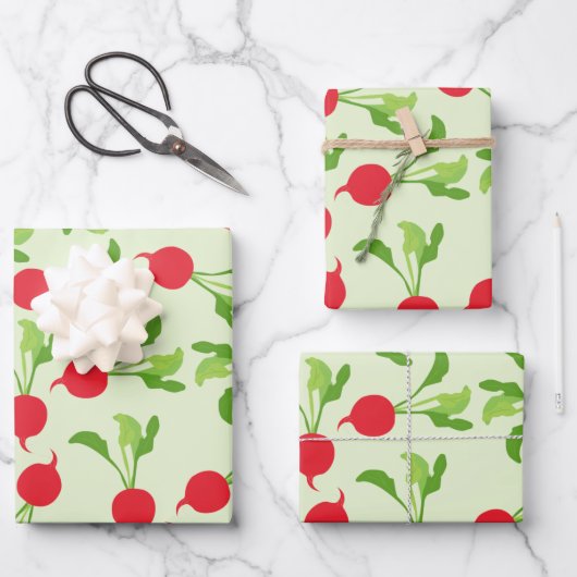 Radish Red Green Pattern Inpakpapier Vel (Voorkant)