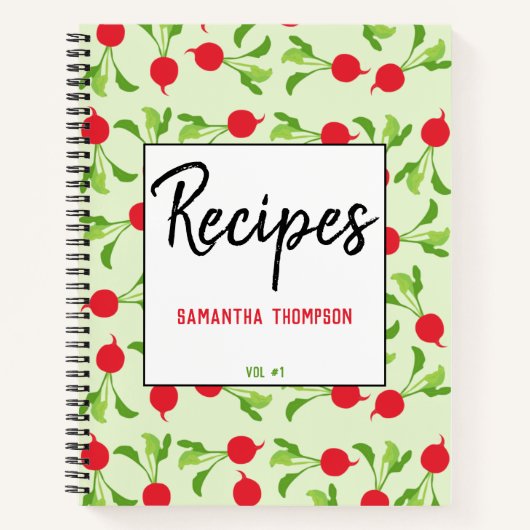 Radish Red Green Pattern Recipe Blank Cookbook Notitieboek (Voorkant)