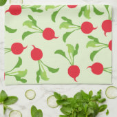Radish Red Green Pattern Theedoek (Gevouwen)