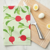 Radish Red Green Pattern Theedoek (Quarter Fold)