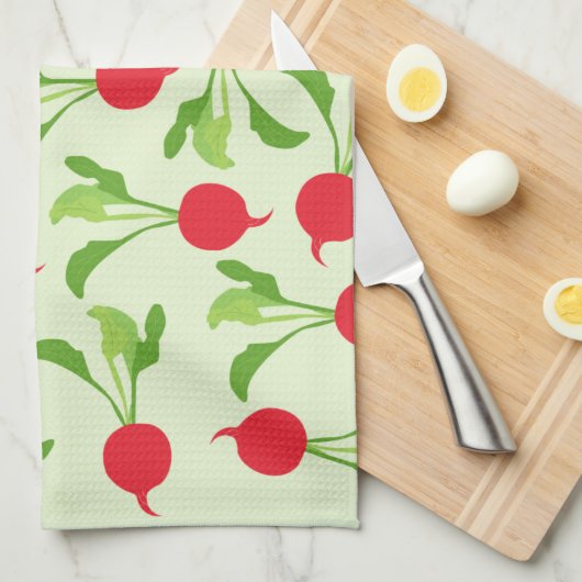 Radish Red Green Pattern Theedoek (Quarter Fold)