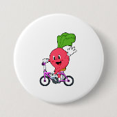 Radish with Bicycle Ronde Button 7,6 Cm (Voorkant)