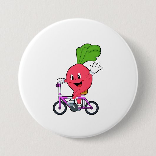Radish with Bicycle Ronde Button 7,6 Cm (Voorkant)