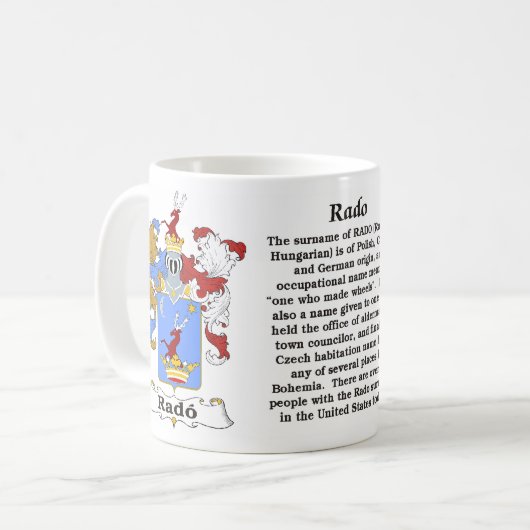 Rado Family Hungarian Coat of Arms mok (Voorkant links)