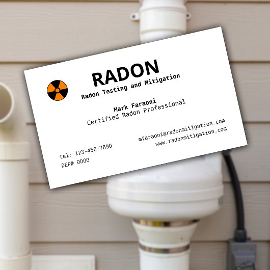 Radon Testen en Mitigatie Bedrijf Visitekaartje