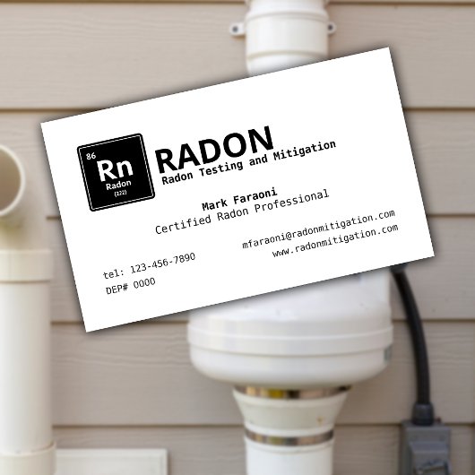 Radon Testen en Mitigatie Bedrijf Visitekaartje
