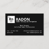 Radon Testen en Mitigatie Bedrijf Visitekaartje (Voorkant)