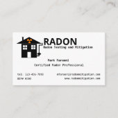 Radon Testen en Mitigatie Bedrijf Visitekaartje (Voorkant)