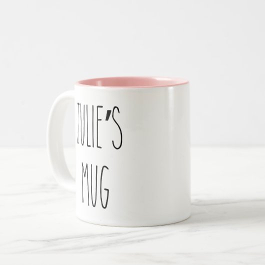 RAE DUNN geïnspireerd aangepaste naam koffie Mok (Voorkant links)