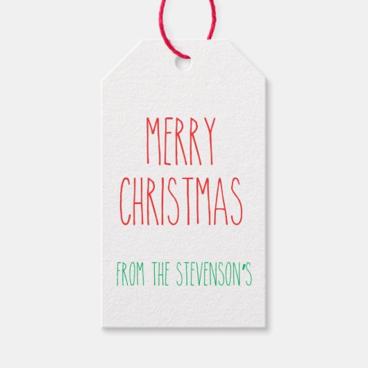RAE DUNN Geïnspireerd Merry Christmas gepersonalis Cadeaulabel (Voorkant)