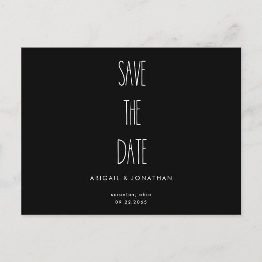 RaeDunn Wedding Black & White Save the Date Uitnodiging Briefkaart (Voorkant)