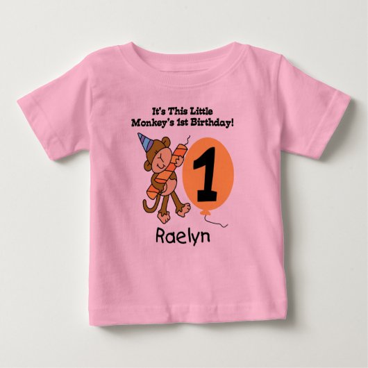 Raelyn Little Monkey First Birthday T-shirt (Voorkant)