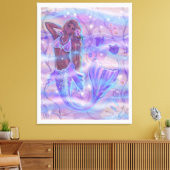 Raeni Mermaid met paarse bettas van Renee Lavoie Canvas Afdruk (Insitu (Woonkamer))