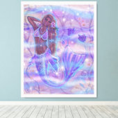 Raeni Mermaid met paarse bettas van Renee Lavoie Canvas Afdruk (Insitu (Houten vloer))