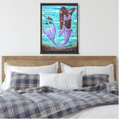 Raeni Mermaid met zee schildpad van Renee Lavoie Canvas Afdruk (Insitu (Slaapkamer))