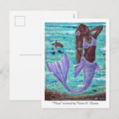 Raeni Mermaid met zee schildpad van Renee Lavoie Feestdagenkaart (Voorkant / Achterkant)