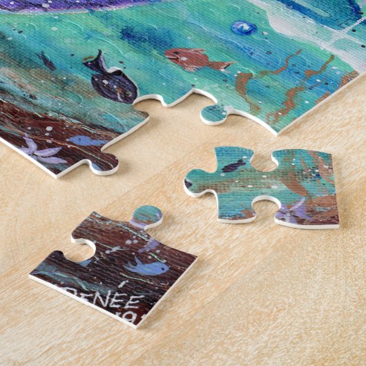 Raeni Mermaid met zee schildpad van Renee Lavoie Legpuzzel (Zijkant)