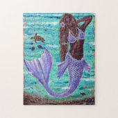 Raeni Mermaid met zee schildpad van Renee Lavoie Legpuzzel (Verticaal)