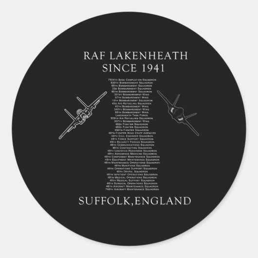 Raf Lakenheath Squadrons Ronde Sticker (Voorkant)