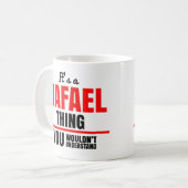 Rafael ding dat je niet zou begrijpen naam koffiemok (Voorkant links)