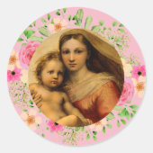 Rafael Madonna Sistine Ronde Sticker (Voorkant)
