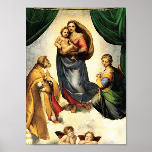 Rafael's Madonna Sistine Chapel c. 1513-14 Poster (Voorkant)