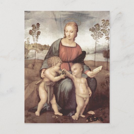 Raffael Madonna mit dem Stieglitz, Szene: Maria mi Briefkaart (Voorkant)