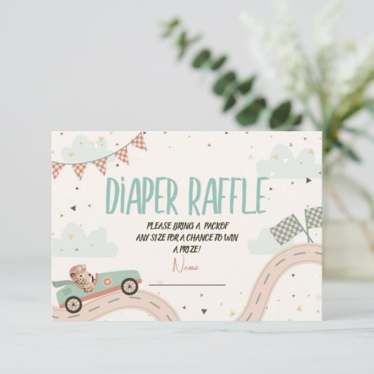 Raffelkaart voor auto met snelle Baby shower Kaart (Staand voorkant)