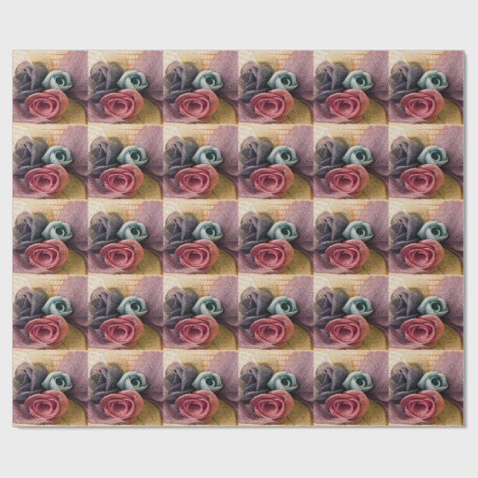 Raffia Rozen Cadeaupapier (Vlak)