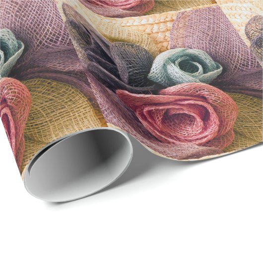 Raffia Rozen Cadeaupapier (Rol Hoek)