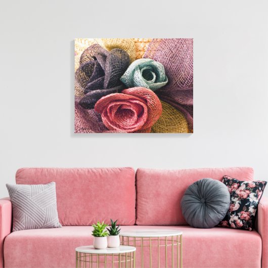 Raffia Rozen Canvas Afdruk (Insitu (Woonkamer))