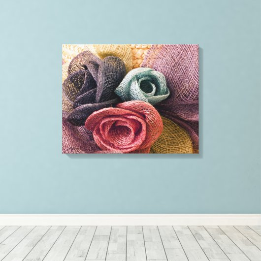 Raffia Rozen Canvas Afdruk (Insitu (Houten vloer))