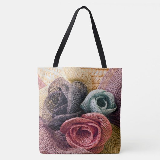 Raffia Rozen Tote Bag (Voorkant)