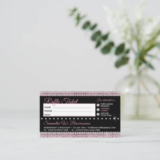 Raffle Five Dollar Jewelbling Visitekaartje (Staand voorkant)