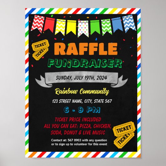 Raffle Fundraiser Flyer Sjabloon Poster (Voorkant)