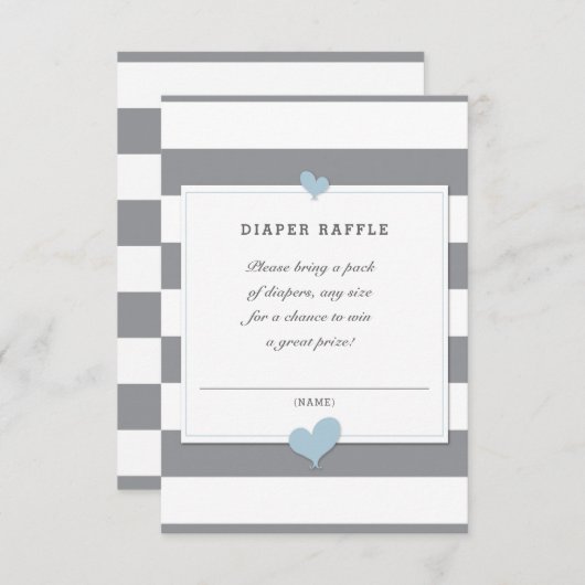 Raffle grijs en blauw informatiekaartje (Voorkant / Achterkant)