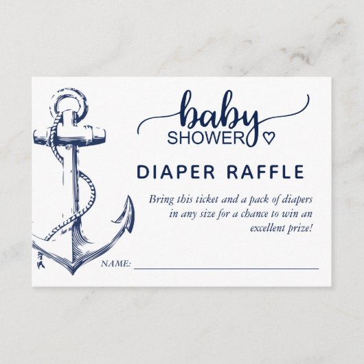 Raffle Nautical Anchor Baby shower White Informatiekaartje (Voorkant)