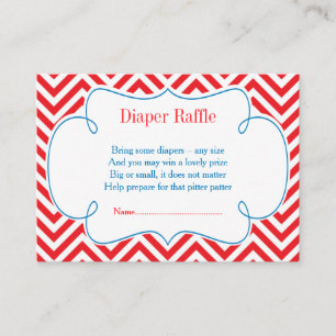 Raffle Raffle Raffle Rood & White Chevron Baseball Informatiekaartje