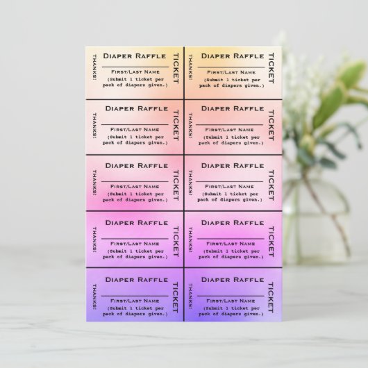 Raffle Raffle Tickets regenboogwisser Kaart (Staand voorkant)