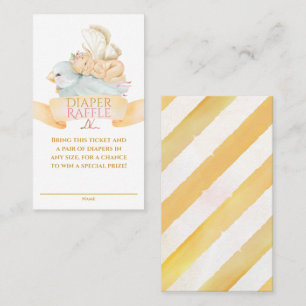 Raffle Ticket, baby en vogeldikker Visitekaartje