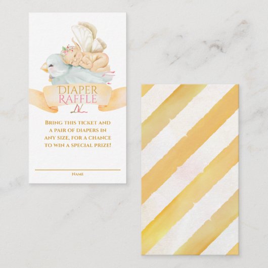 Raffle Ticket, baby en vogeldikker Visitekaartje (Voorkant / Achterkant)