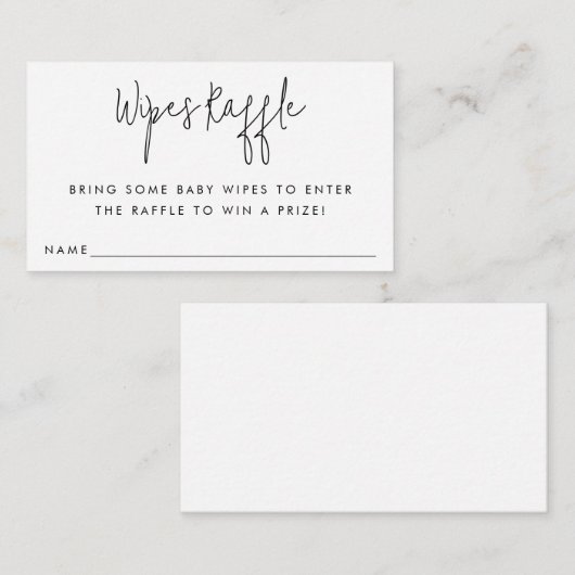 Raffle Ticket Baby shower-kaart wissen Informatiekaartje (Voorkant / Achterkant)