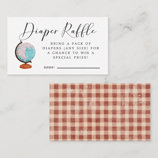 Raffle Ticket, Baby shower voor reizen Informatiekaartje (Voorkant / Achterkant)