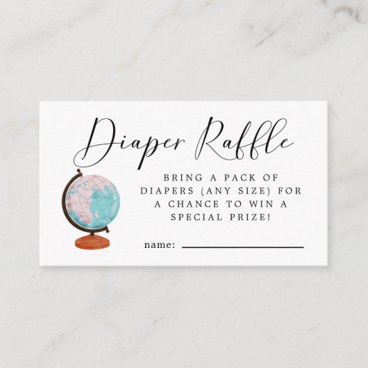 Raffle Ticket, Baby shower voor reizen Informatiekaartje (Voorkant)