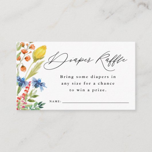 Raffle Ticket Baby shower Wilde bloemenkant Raffle Informatiekaartje (Voorkant)
