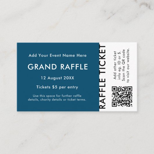 Raffle Ticket Blue QR Code Prize Draw Event Ticket (Voorkant)
