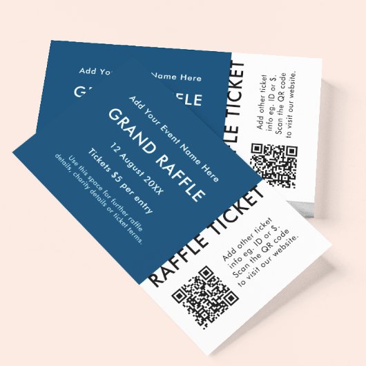 Raffle Ticket Blue QR Code Prize Draw Event Ticket
