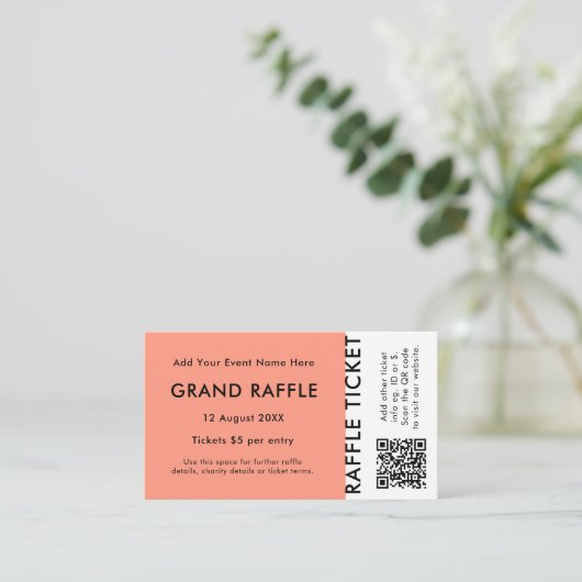 Raffle Ticket Coral QR Prize Draw Event Ticket (Staand voorkant)